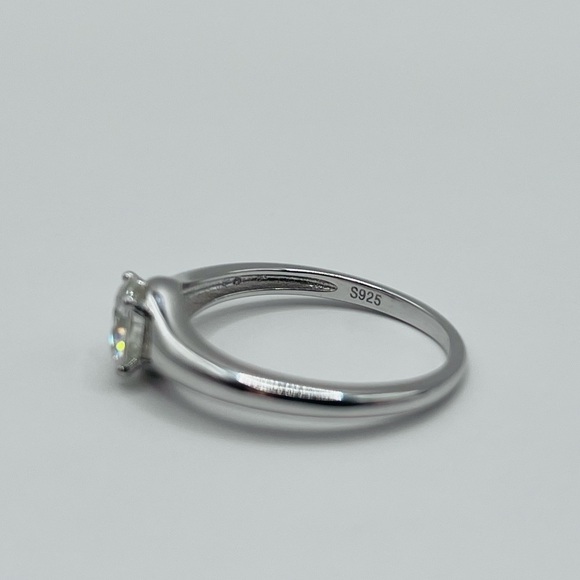Moissanite Solitaire Sterling Silver Ring - Picture 5 of 7